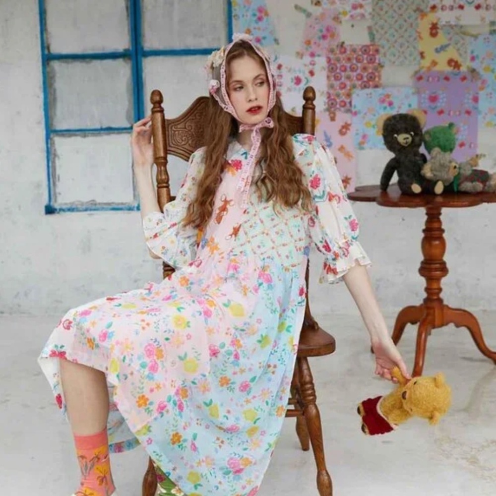 NWT Unlogical Poem Chiffon Dress with *Free* Unlogical Poem Cotton Slip/Dress